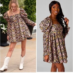 Buddy Love Stassie Puff Sleeve Baby Doll Floral Dress size Large
